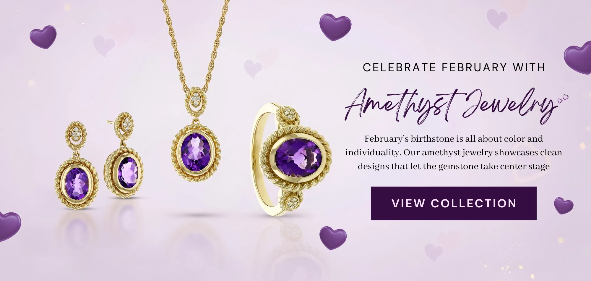 February Birthstone Collection at M and M Jewelers