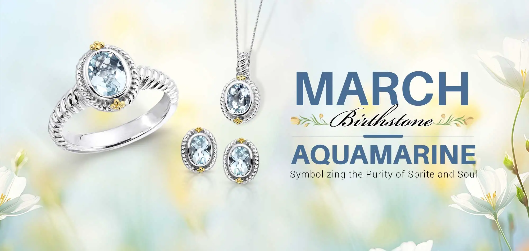 March Birthstone Aquamarine Collection at M and M Jewelers