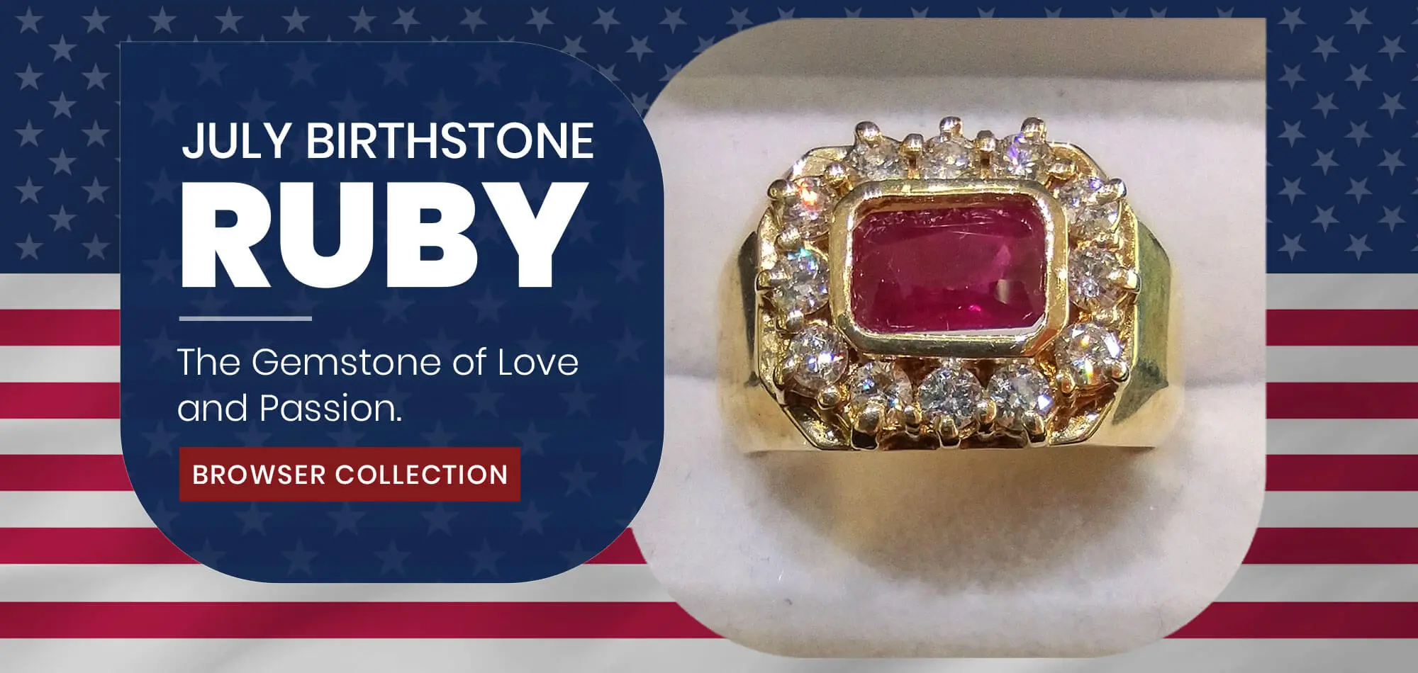 July Birthstone Ruby at M and M Jewelers